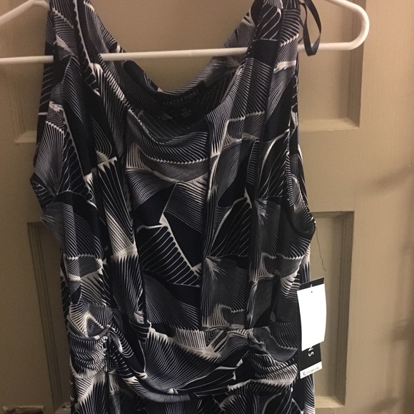XL cowl dress navy white stretchy soft NWT - Picture 1 of 6